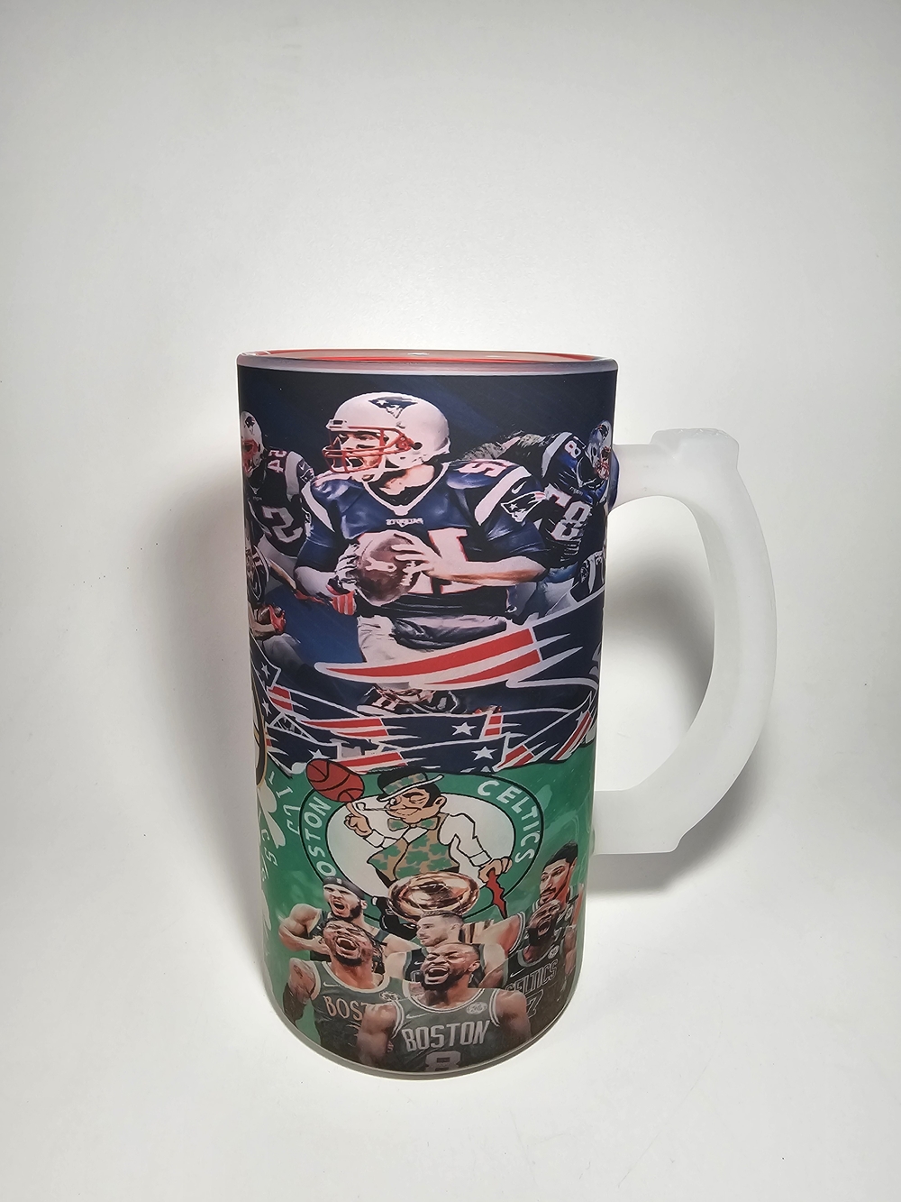 Boston Sports-Themed Frosted Glass Beer Mug 16oz